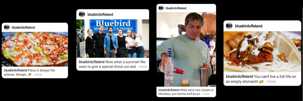 bluebird restaurant social media by Courtney Jerome Media